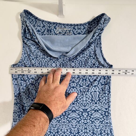 Eddie Bauer Sleeveless Sun Dress Woman's Small Blue Batik Boho Scoop Neck Resort - Picture 6 of 10